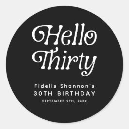 Hello Thirty Retro 30th Birthday ラウンドシール