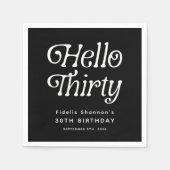 Hello Thirty Retro 30th Birthday Welcome スタンダードカクテルナプキン (正面)