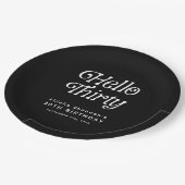 Hello Thirty Retro 30th Birthday Welcome ペーパープレート (アングル)