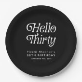 Hello Thirty Retro 30th Birthday Welcome ペーパープレート (正面)