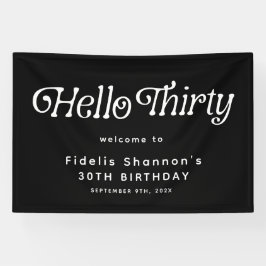 Hello Thirty Retro 30th Birthday Welcome 横断幕