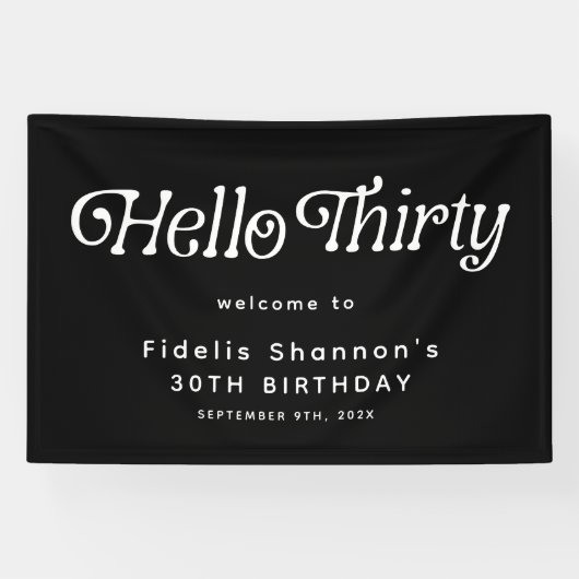 Hello Thirty Retro 30th Birthday Welcome 横断幕 (横)