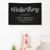 Hello Thirty Retro 30th Birthday Welcome 横断幕 (インサイチュ)