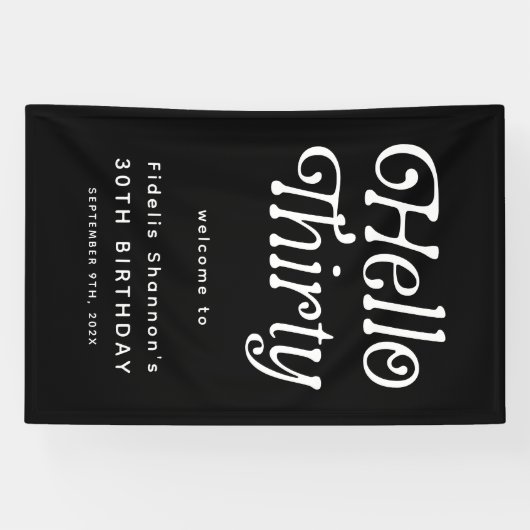 Hello Thirty Retro 30th Birthday Welcome 横断幕 (横)