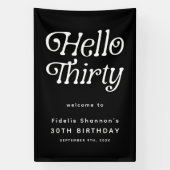 Hello Thirty Retro 30th Birthday Welcome 横断幕 (縦)