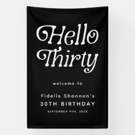 Hello Thirty Retro 30th Birthday Welcome 横断幕