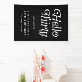 Hello Thirty Retro 30th Birthday Welcome 横断幕 (インサイチュ)