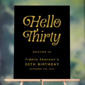 Hello Thirty Retro 30th Birthday Welcome Sign アクリルサイン (ニュートラル)