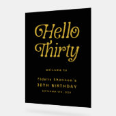 Hello Thirty Retro 30th Birthday Welcome Sign アクリルサイン (傾斜)