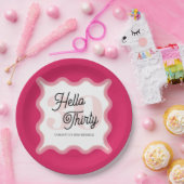 Hello Thirty Wavy Groovy 30th誕生日 ペーパープレート (パーティー)