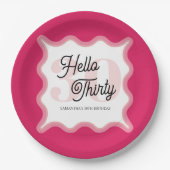 Hello Thirty Wavy Groovy 30th誕生日 ペーパープレート (正面)