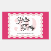 Hello Thirty Wavy Groovy 30th誕生日 長方形シール (正面)
