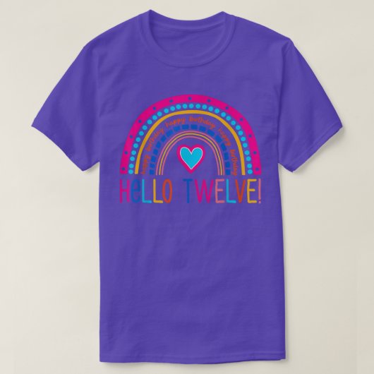 Hello Tweline I am 12歳ハッピーアザ Tシャツ (デザイン正面)