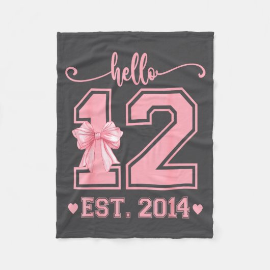 Hello Twelve Est 2014 12th Birthday Coquette 12 Ye フリースブランケット (正面)