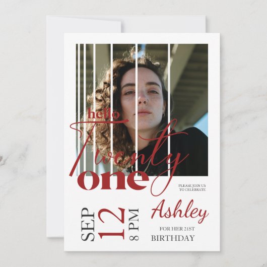 Hello Twentoneイメモダンージ21歳の誕生日 招待状 (正面)
