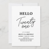 Hello Twentone Black & White 21st Birthdayパーティー 招待状 (正面)