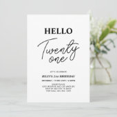 Hello Twentone Black & White 21st Birthdayパーティー 招待状 (スタンド正面)