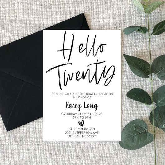 Hello Twenty 20誕生日招待状 招待状