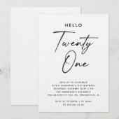 Hello Twenty One | モダンスクリプト21歳の誕生日 招待状 (正面/裏面)