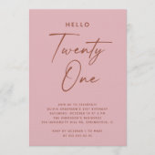 Hello Twenty One | Dusty Rose Pink 21st Birthday 招待状 (正面)