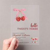 Hello Twenty Three Cherry Martini Birthday Party アクリル招待状 (インサイチュ (ポータブル))
