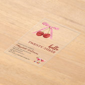 Hello Twenty Three Cherry Martini Birthday Party アクリル招待状 (レイダウン)