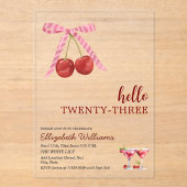 Hello Twenty Three Cherry Martini Birthday Party アクリル招待状 (正面)