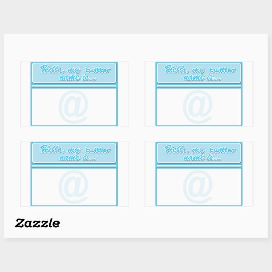 Hello... twitter nameタグ 長方形シール (シート)