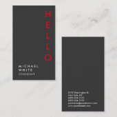 Hello Vertical Plain Grayトレンディーコンサルタント 名刺 (正面/裏面)