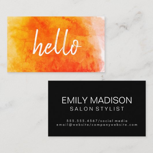 Hello Waterカラーオレンジ 名刺 (正面/裏面)