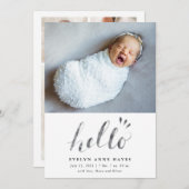 Hello Waterカラースクリプトベビーフォト誕生 案内状 (正面/裏面)