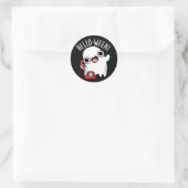 Hello-ween Funny Ghost Pun Dark BG ラウンドシール (バッグ)