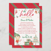 Hello Welcome Letter from Your Christmas小妖精や小人 招待状 (正面/裏面)
