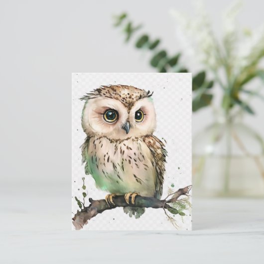 Hello whimsical owl ポストカード (スタンド正面)