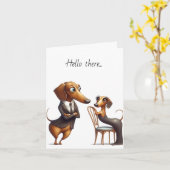 Hello Wiener Dog Greeting Card カード (黄色い花)