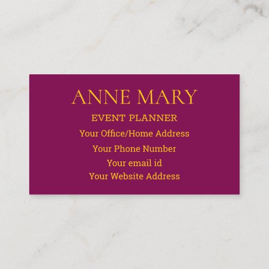 Hello Wine Pink Orange Script Typography Modern 名刺 (裏面)