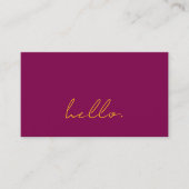 Hello Wine Pink Orange Script Typography Modern 名刺 (正面)