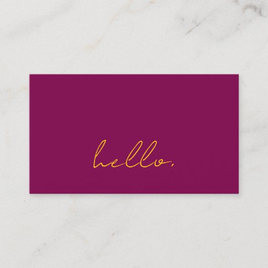 Hello Wine Pink Orange Script Typography Modern 名刺 (正面)