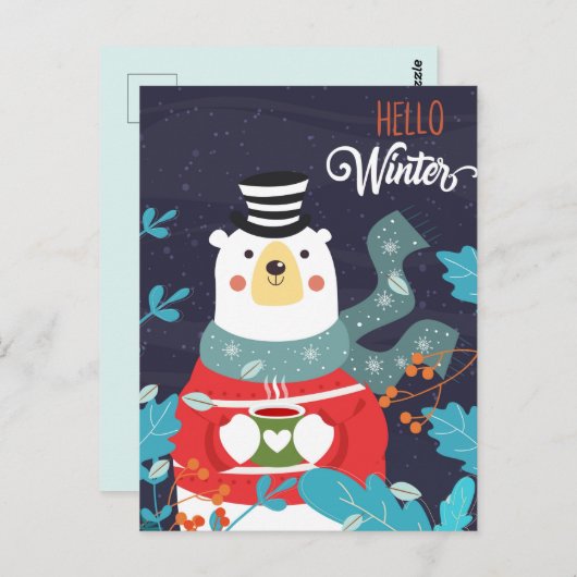 Hello Winterはがき ポストカード (正面/裏面)