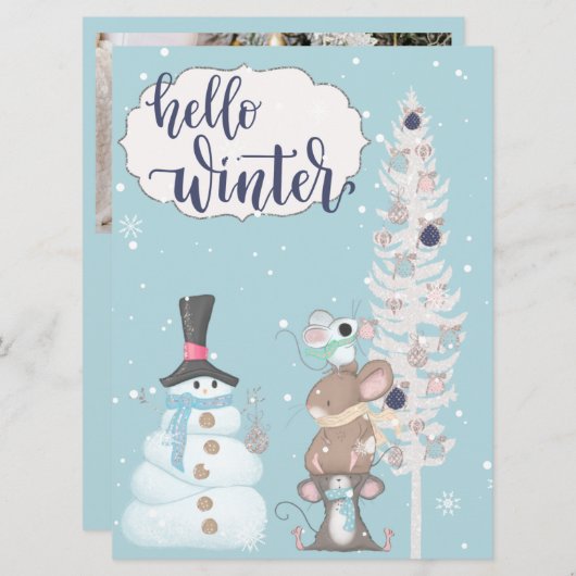 Hello Winterフォトクリスマスカード シーズンカード (正面/裏面)