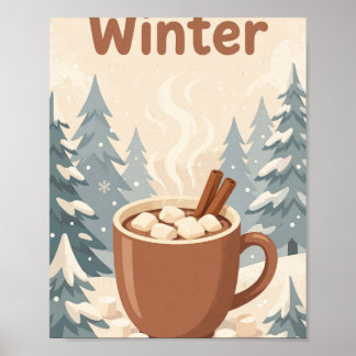 Hello Winter — ココナッツホットココアマグカップアート ポスター