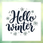 Hello Winter Christmas Snowflake Winter Season ウィンドウサイン (シート3)