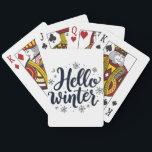 Hello Winter Christmas Snowflake Winter Season トランプ<br><div class="desc">Hello winter，冬のタイポグラフィ，雪片デザイン，冬の恋人，冬の季節，冬の挨拶，居心地の良い冬，フェスティバルの雪片，クリスマスのデザイン，冬の精神</div>