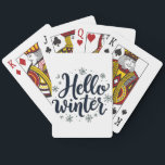 Hello Winter Christmas Snowflake Winter Season トランプ<br><div class="desc">Hello winter，冬のタイポグラフィ，雪片デザイン，冬の恋人，冬の季節，冬の挨拶，居心地の良い冬，フェスティバルの雪片，クリスマスのデザイン，冬の精神</div>