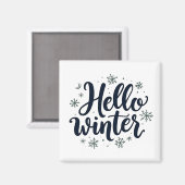 Hello Winter Christmas Snowflake Winter Season マグネット (正面/裏面)