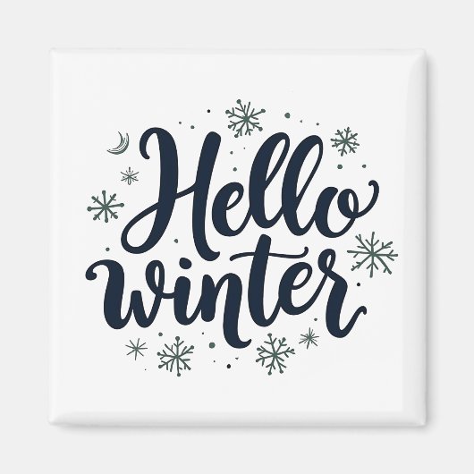 Hello Winter Christmas Snowflake Winter Season マグネット (正面)