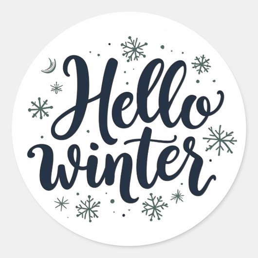 Hello Winter Christmas Snowflake Winter Season ラウンドシール (正面)