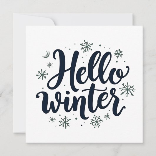 Hello Winter Christmas Snowflake Winter Season 招待状 (正面)