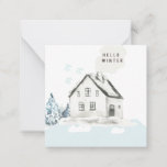 Hello Winter Christmas Snowy Cabinフォトノートカード ノートカード<br><div class="desc">このクリスマスデザインは、一面の雪の中に水色の冬の家を設定し、他の面にあなたの家族の写真の追加お気に入りのを特徴としている。カードの一番上には「読Hello Winter」となっている。裏面には読自分の名と手で書いたレタリングで「愛とカスタム共に」。これらのカードパーソナライズされたは、休日の挨拶を提供するために友人や家族に送信することができる。写真もし編集サービスが必要なメッセージ救済!</div>