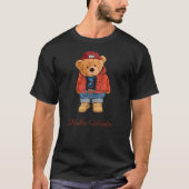 Hello Winter Cool Teddy Bear Cartoon Graphic Desig Tシャツ (正面)